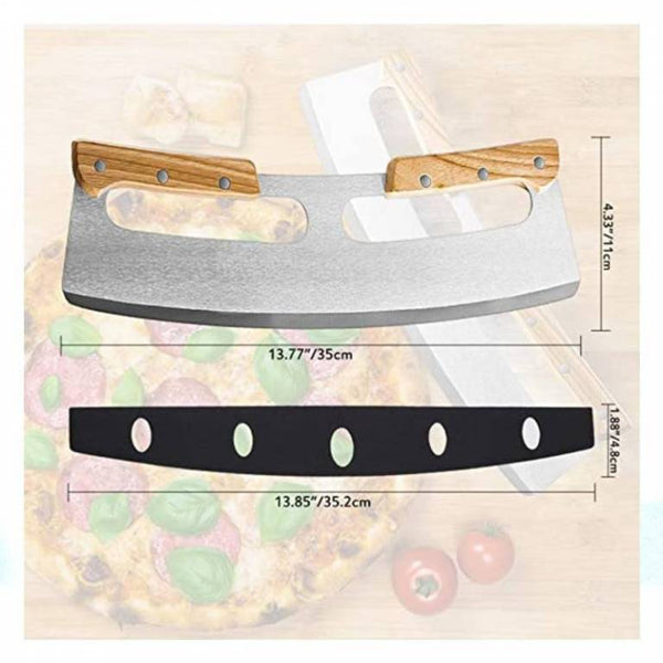Curved Pizza Cutter - Stainless Steel & Wood Handle