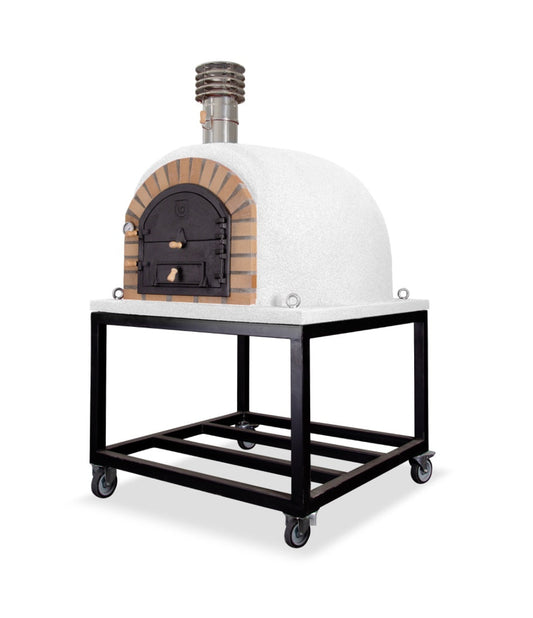 Traditional Wood Fired Brick Pizza Oven - Royal w/Portable Steel Base