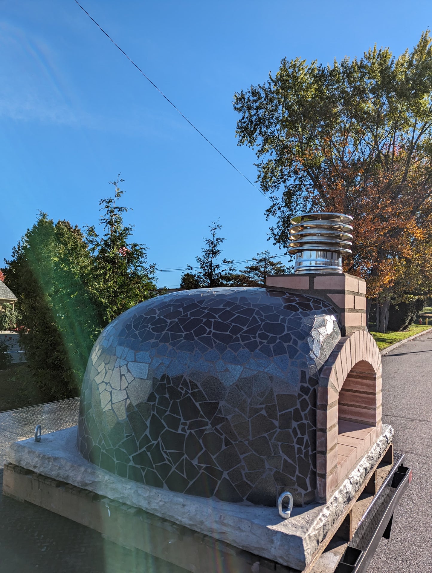 Traditional Wood Fired Brick Pizza Oven - Mediterranean Pro Mosaic