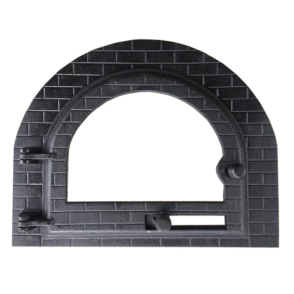 Traditional Wood Fired Brick Pizza Oven Door - Black Cast Iron