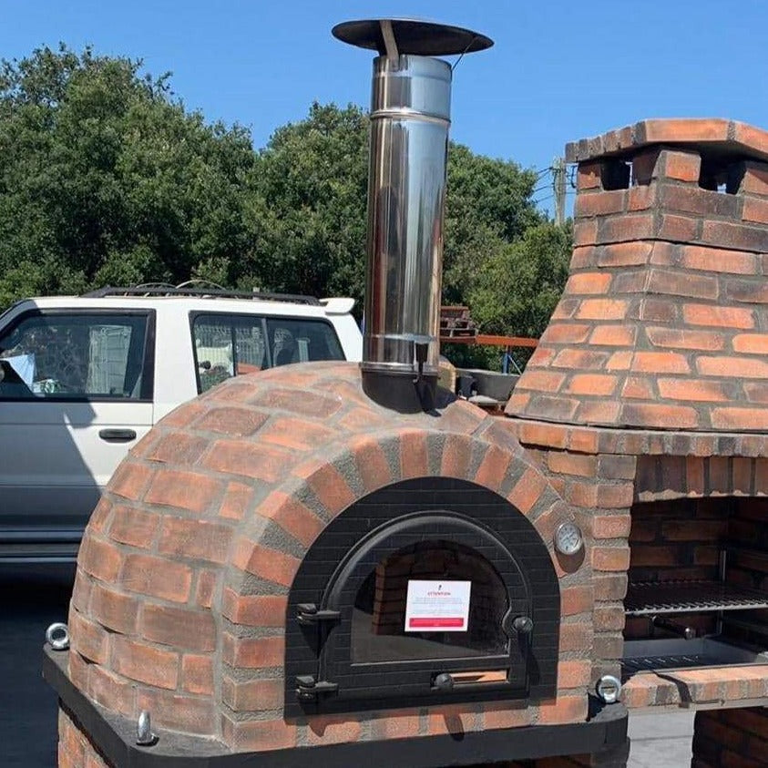 Traditional Wood Fired Brick Pizza Oven Chimney Extension & Cap - Stainless Steel