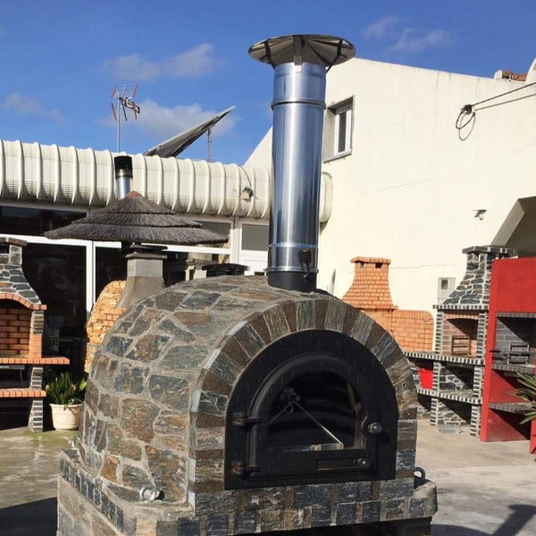 Traditional Wood Fired Brick Pizza Oven Chimney Extension & Cap - Stainless Steel