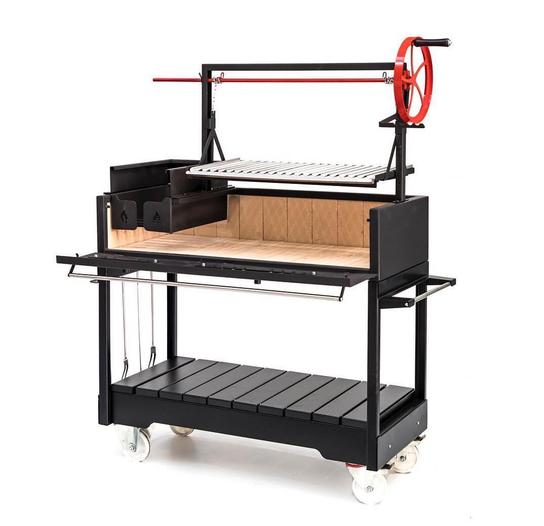 Argentinian Grill - Matte Black with cart